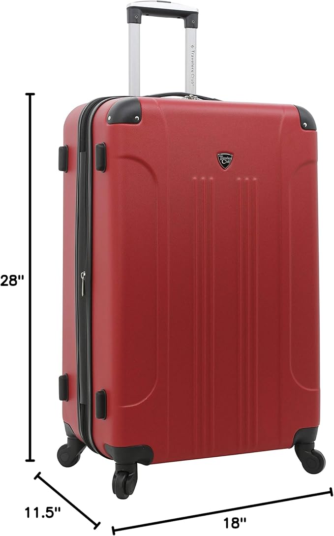 Travelers Club Chicago Hardside Expandable Spinner Luggage, Red, 5 Piece Set