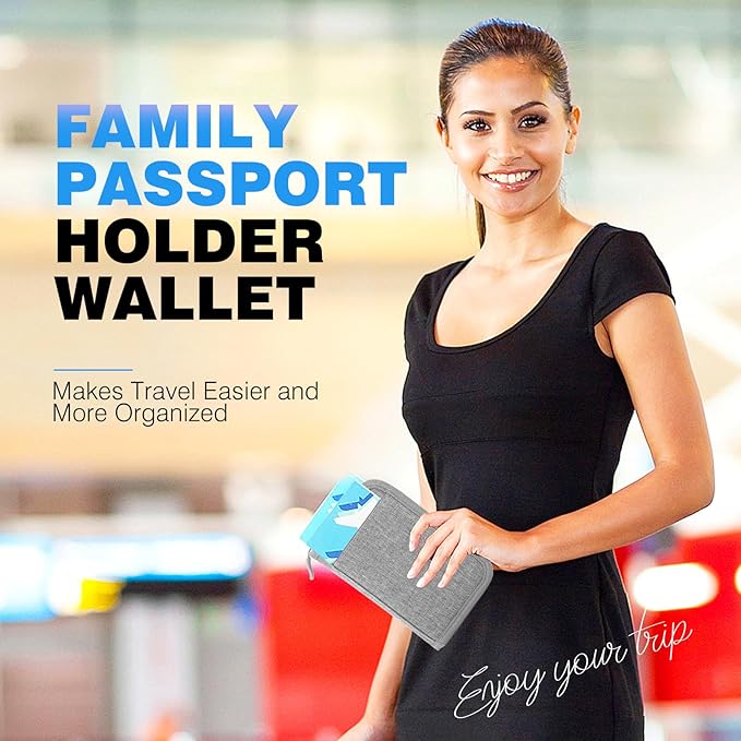 Single Passport Holder for Travel, RFID Travel Document Organizer for Women Waterproof Passport Wallet Men Portable Case for Cards, Boarding Pass, ID, Money, Tickets with Zipper