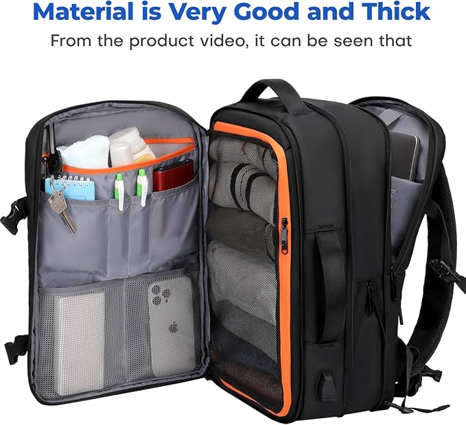 Carry On Travel Backpack for Airplanes | 35L Suitcase Backpack Luggage Business Weekender Bag - Expandable Travel Carry On Flight Approved for Men Women - Black