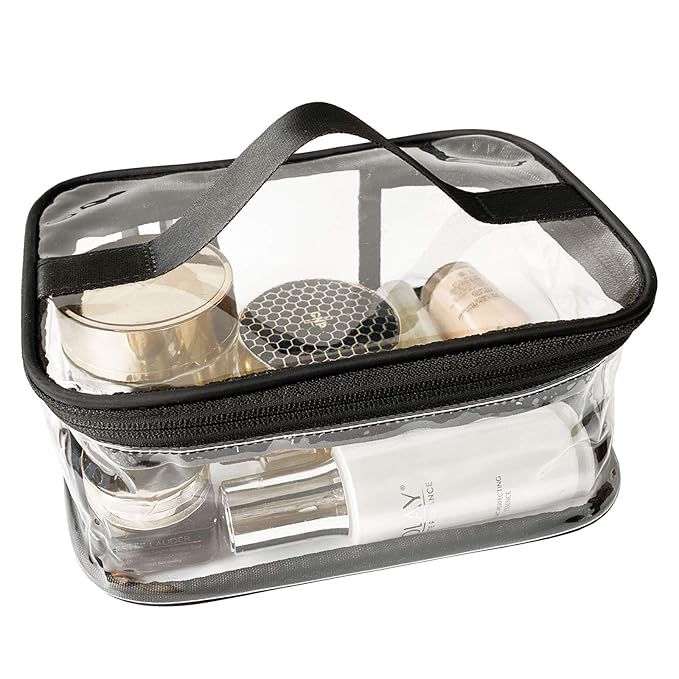 Toiletry Bag Makeup Cosmetic Clear Bag Portable Waterproof Transparent Travel Storage Black