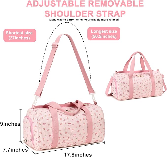 BLUBOON Duffle Bag Girls Kids Cute Gym Bag with Shoes Compartment & Wet Separation Waterproof Sports Overnight Travel Bag