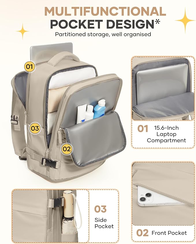 coofay Large Travel Backpack For Women Men Airline Approved Carry On Backpack Flight Approved Waterproof Sports Luggage Backpack Casual Daypack Hiking Backpack