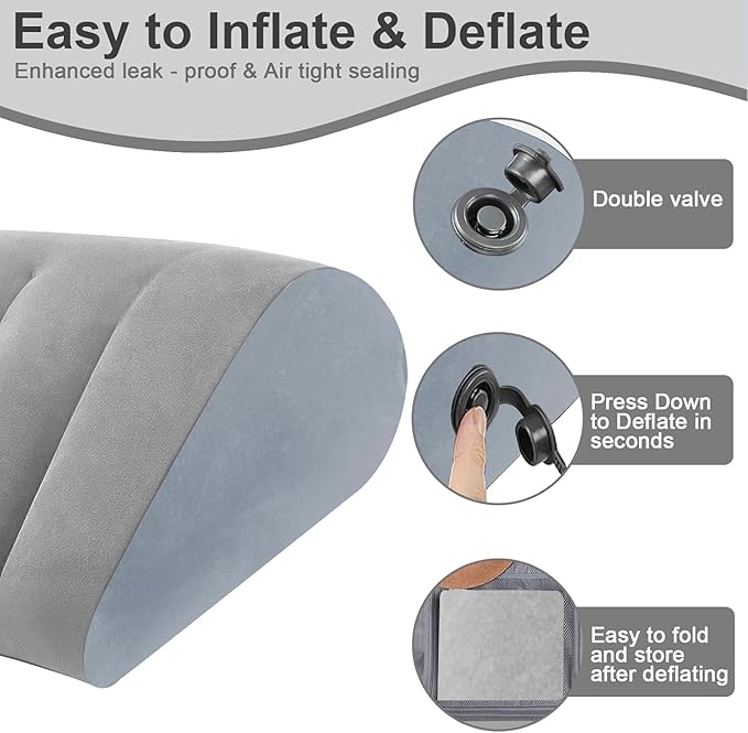 TheClover Inflatable Wedge Pillow for Sleeping - 2pcs Leg Elevating Pillow with Sleep Mask, Bed Wedge Pillow for Camping