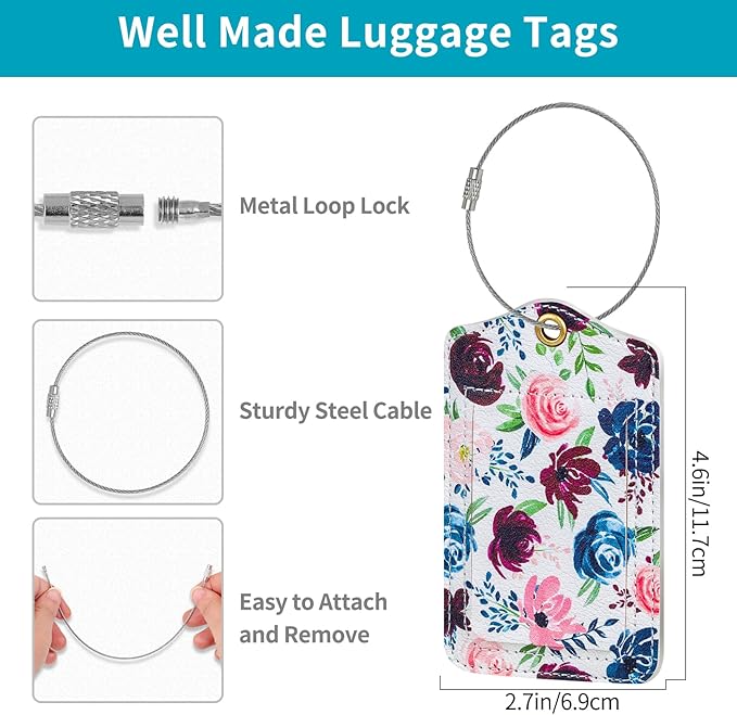 Fishent Luggage Tag, 3 Pack Travel Cruise Luggage Tags for Suitcases, Cute Suitcase Tags Identifiers Bag Tags with Privacy Flap, Baggage Name Tag for Women Men Luggage Backpack Handbag School Bag