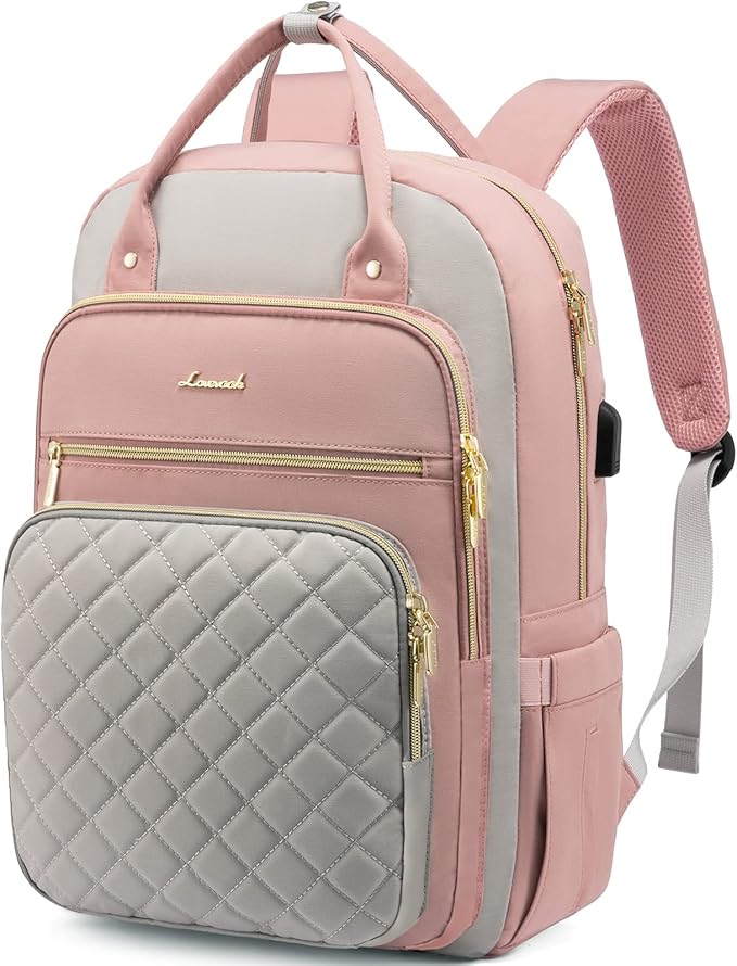 LOVEVOOK Laptop Backpack for Women, Water Resistant Travel Work Backpacks Purse Stylish College Business Teacher Nurse Computer Bag with USB Charging Port, Fits 15.6" Laptop