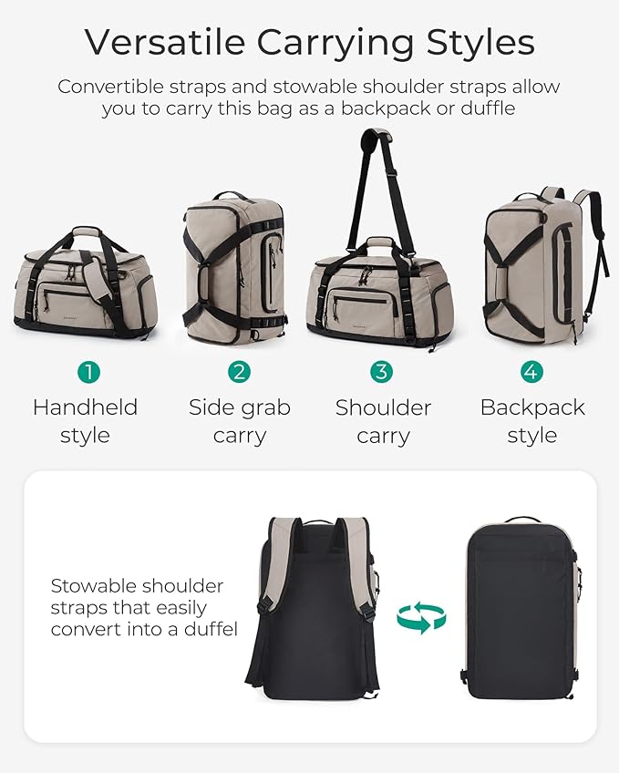 BAGSMART 4-IN-1 Gym Bag for Women Men, TSA Lightweight Duffle Bag for Travel with Shoe Compartment & Wet Pocket, 22L/30L/38L Tactical Backpack with 40oz Water Bottle Holder