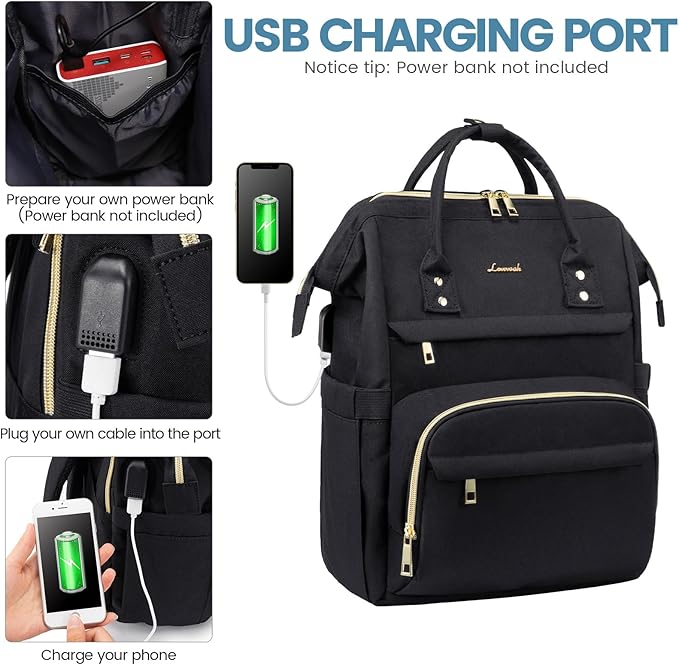 LOVEVOOK Laptop Backpack for Women 14 Inch, Teacher Nurse Work Bag Anti-Theft Travel Backpack with USB Charging Port for College Business Casual