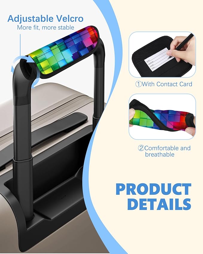 Slohif Luggage Handle Wrap 3Pcs Suitcase Identifier - Bag Strap Cover For Bogg Travel Accessories Easy Identification Bright Marker Sleeve Grips Comfort Neoprene Concealed Tag For Airport Color Block