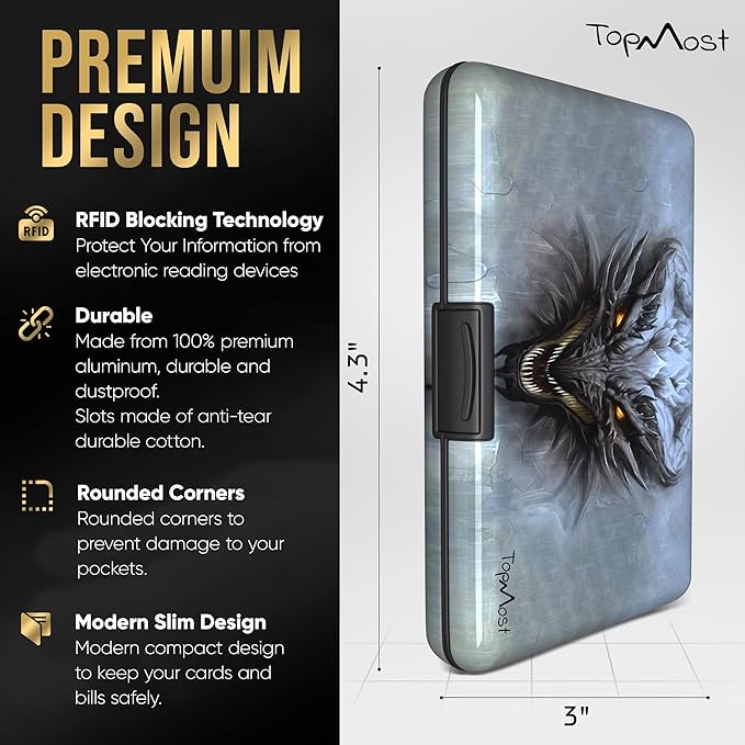 TopMost Aluminum Wallet, Card Case Wallet, Metal RFID Credit Card Holder for Men & Women, 6 Cotton Slots for 10-12 Cards And Bills, Rfd Protective