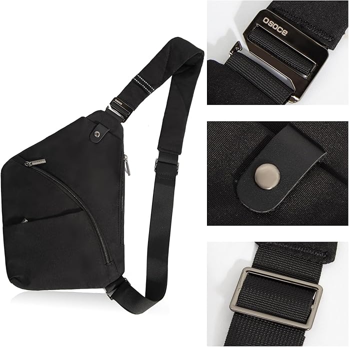 OSOCE Crossbody Sling Bag, Water-Resistant Anti Theft Chest Pack, Minimalist Commuter Daypack for Travel Hiking Work