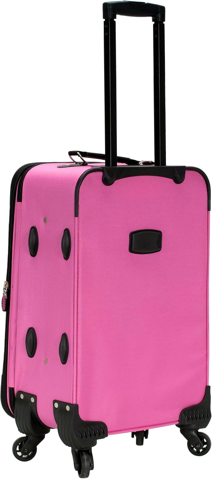 Rockland Pasadena Softside Spinner Wheel Luggage, Pink, Carry-On 20-Inch