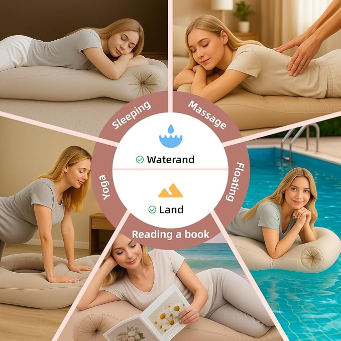 Inflatable Pregnancy Pillow, Pregnant Woman's Abdominal Hole Full Body Inflatable Bed Abdominal Mattress, Prone Pregnancy Pillow - Pregnant Woman's Swimming Pool Float