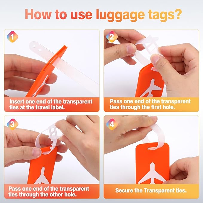 6 Pack Silicone Luggage Tag with Name ID Card, Luggage Tags for Suitcases TSA Approved, Perfect to Quickly Spot Luggage Suitcase and Bags