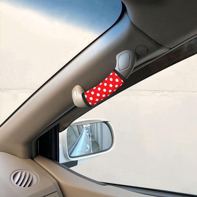 Red White Polka Dot Handle Wrap 2 Pieces, Soft Handle Grip for Women Men Business Luggage Outdoor Bag Markers Décor