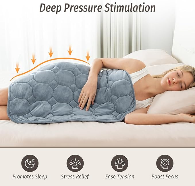 Wemore Weighted Lap Blanket 7lbs for Adults, Small Weighted Blanket Throw for Travel, Soft Weighted Lap Pad for Relaxation, Calming, Napping and Sleeping, Machine Washable, Light Grey 29" x 24"