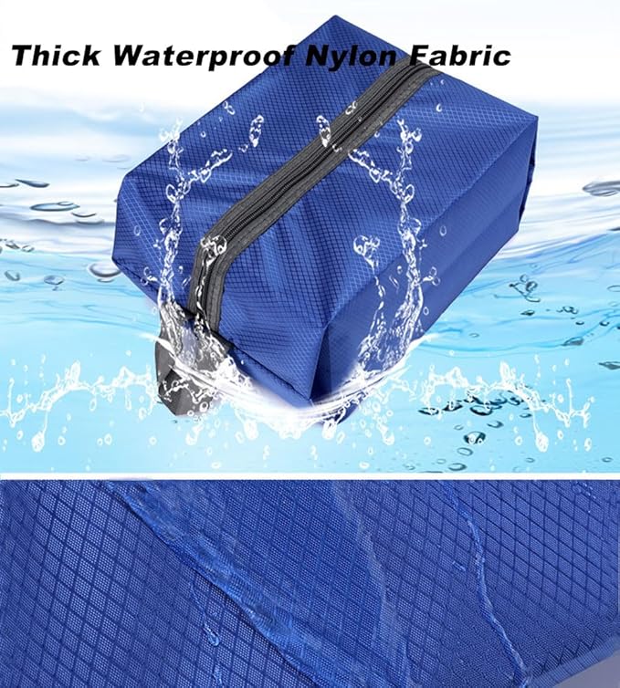 Washable Shoe Bags for Travel, 4 Pack Blue, Nylon and Oxford Fabric, Zipper Closure