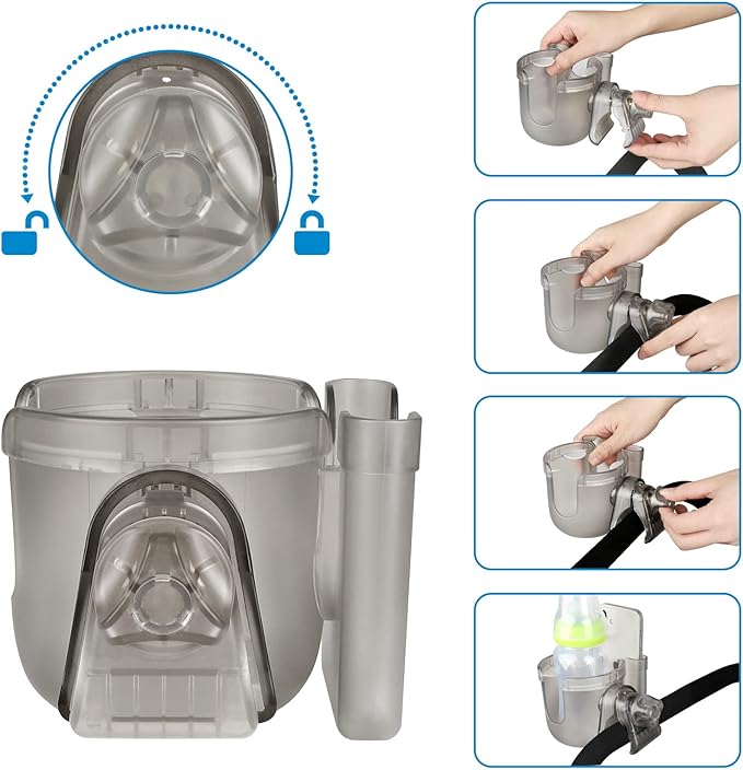 Accmor Stroller Cup Holder with Phone Holder, Bike Cup Holder, Universal Cup Holder for Uppababy Nuna Doona Strollers, 2-in-1 Cup Phone Holder for Stroller Bike Wheelchair Walker Accessory