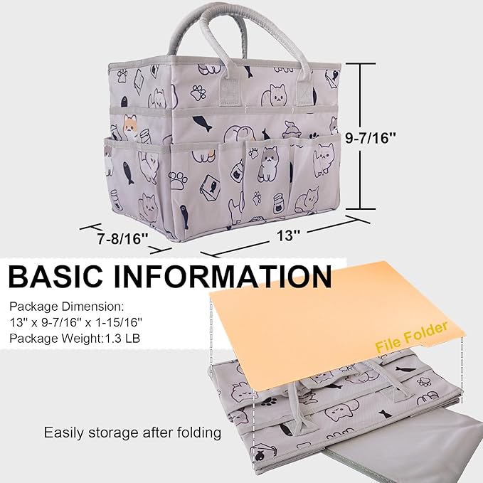 Cupohus Craft Organizer Tote Bag – Art Organizer, Craft Caddy with Multiple Pockets, Large Capacity Supply Storage Bag for Sewing, Knitting, Painting, and Travel (Pet Prints)