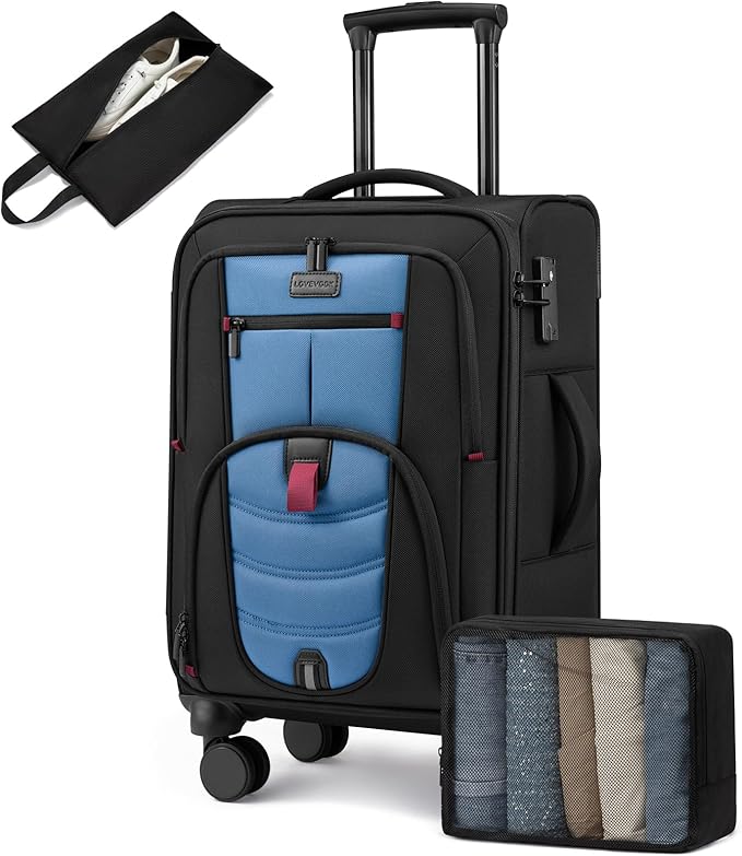 Carry On Luggage 22x14x9 Airline Approved, 22-Inch Suitcases with Spinner Wheels, Softside Carry-on Luggage with TSA Lock for Men Women Business Trip, Lightweight Large Capacity Luggage for Travel
