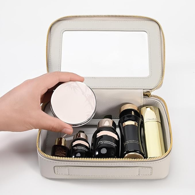 Aveniee Clear Makeup Bag Organizer,Travel Toiletry Bag for Women,Waterproof Cosmetic Pouch with Zippers,Car Accessories Organizers and Storage Case,Grey,Medium Classic