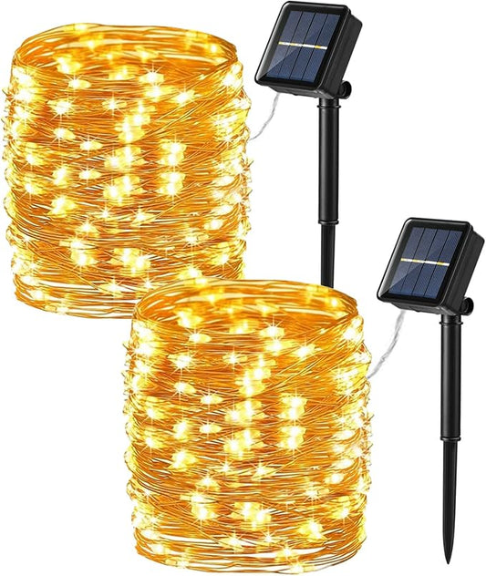 Brizled Solar String Lights 2 Pack, 132FT 400 LED Outdoor Solar Fairy Light | 8 Modes; Warm White; Waterproof Twinkle Lights Mini LED Solar Starry Lights for Outside Christmas Tree Garden Party Decor