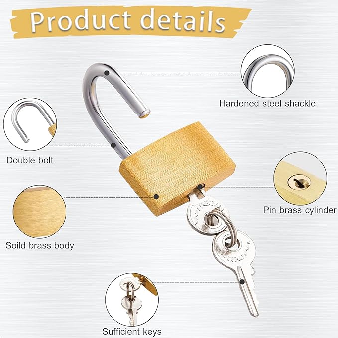3 Pcs Small Solid Brass Locks with Keys, Mini Key Locks for Luggage Locks, Backpack Small Locks, Gym Locker Padlocks, Jewelry Box Locks… (20-25-30mm)