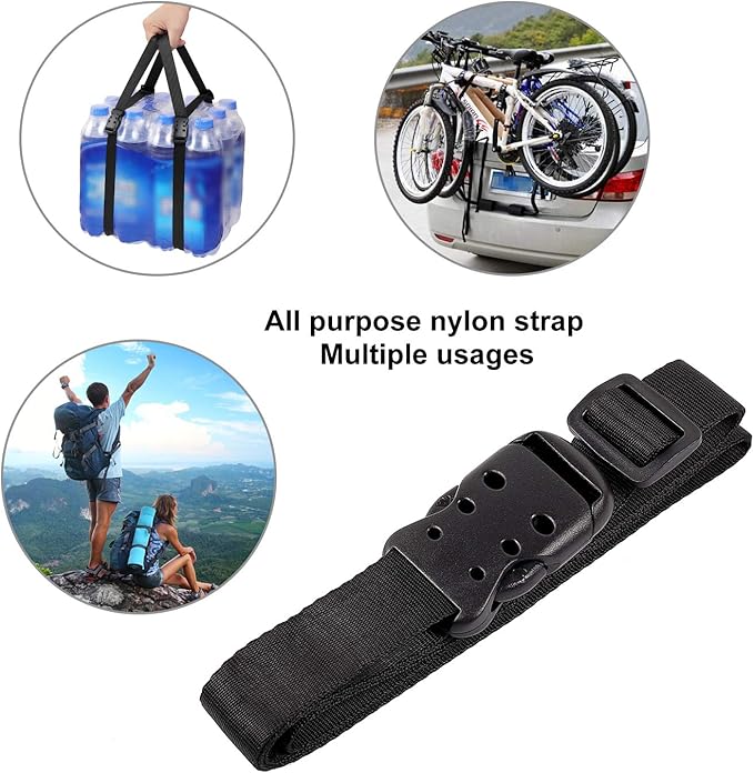 Ayaport Utility Straps with Buckle 48" Quick-Release Adjustable Nylon Straps Black 4 Pack