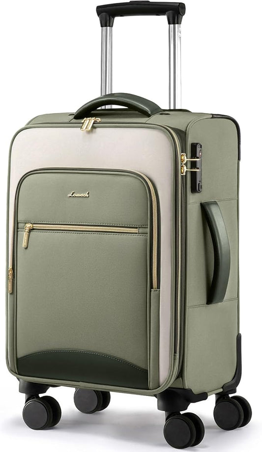 LOVEVOOK Carry On Luggage 22x14x9 Airline Approved, 20 Inch Softside Suitcases with Wheels, Lightweight Spinner Carry on Suitcase with TSA Lock, Water-Resistant Large Capacity Luggage for Travel