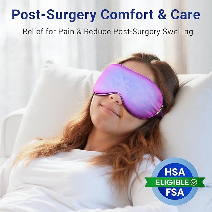 Cooling Eye Mask for Puffy Eyes: Fsa Eligible Items Hsa, Migraines Headache Fast Relief After Surgery Care Cold Compress, Reusable Face Ice Pack Gel for Dark Circles, Gentle Weighted Sleep Mask Purple
