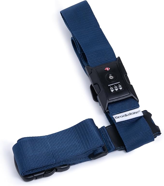 Brookstone Luggage Strap - 2-in-1 TSA-Approved Expandable Luggage Straps for Suitcases with Keyless 3-Digit Combination Lock, Size One Size, Blue