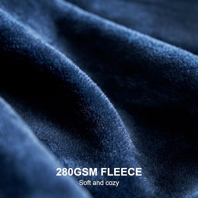 Hansleep Fleece Navy Blue Full Blanket, Super Soft Flannel Fuzzy Plush Cozy Blanket for All Seasons, Navy Blue, Full 84x90 Inches