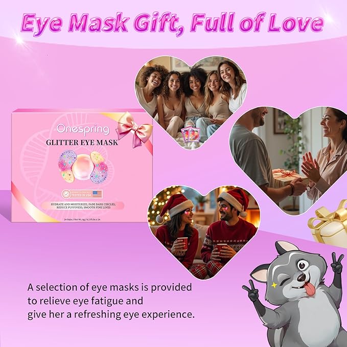 Eye Masks (24 Pairs) - Gift for Her - Tri-color Under Eye Patches for Dark Circles, Puffiness, Wrinkles, Soothing & Hydrating, Skincare Eye Gel Pads, Beauty Essential for Women, Easter Basket Stuffers