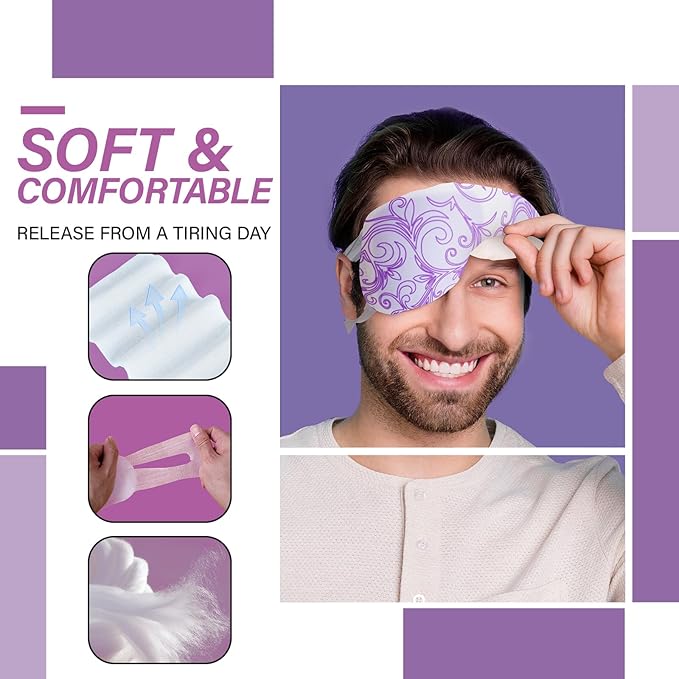 16 Packs Steam Eye Masks for Dry Eyes Self Heated Eye Mask Disposable Sleep Mask Soothing Headache Relief Dry,Hot Warm Compress for Stress Relief Relief Eye Fatigue, Spa Gifts