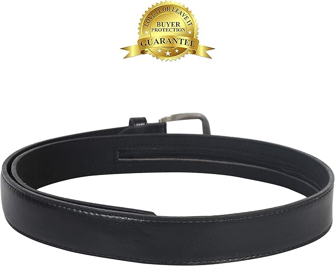LB LEATHERBOSS Men's Black Leather Money Belt Sizes 32 Through 64