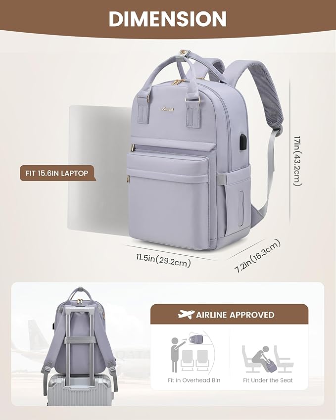 LOVEVOOK Laptop Backpack for Women 15.6 Inch Laptop Bag with USB Port, Fashion Waterproof Backpacks Teacher Nurse Stylish Travel Bags Vintage Daypacks for College Work