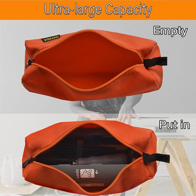 FASTECH 5-Pack Zipper Utility Tool Bag，Small Zipper Bags/Multi-Purpose Tool Pouch Tote Bags Storage Organizer for Screwdrivers,Pliers,Nut Drivers Gifts to Men/Women. (5 Color)