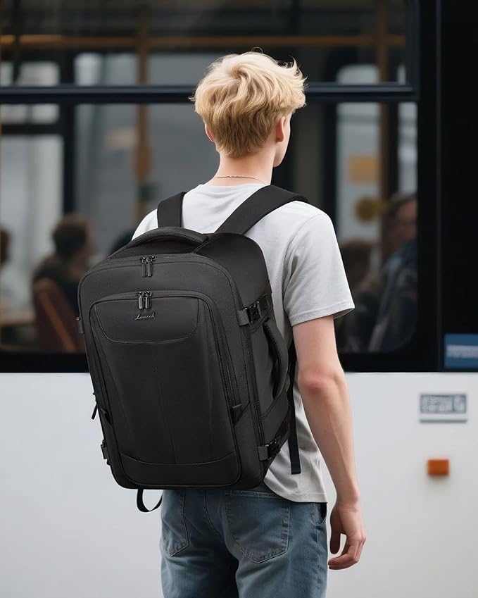 LOVEVOOK Travel Backpack for Men Women, 35L Carry on Backpack Flight Approved with 3 Packing Cubes, Large Personal Item Bag Fits 15.6 inch Laptop for Business Trip Weekender, Overnight Daypack, Black