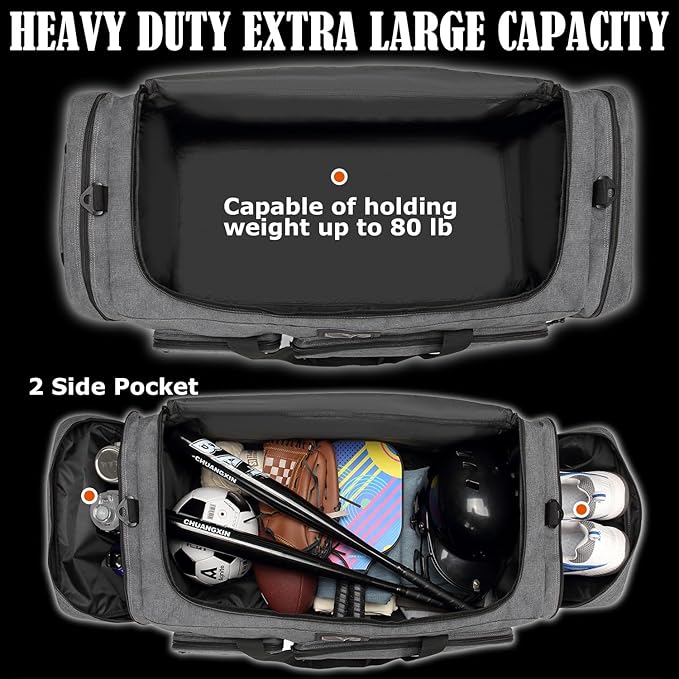 Extra Large Duffle Bag for Men, Heavy Duty Duffle Bag for Travel, Large Sports Gym Equipment Bag for Hockey Football Soccer Baseball Basketball & Team training