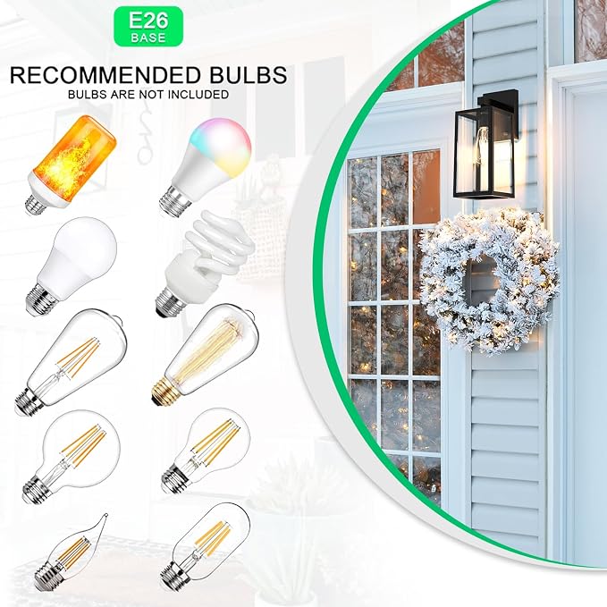 MAXvolador Outdoor Wall Light Fixture, Exterior Waterproof Wall Lantern | Porch Wall Sconce Large Black, Anti-Rust, E26 Socket, Clear Glass, Outside Wall Mount Light, Front Door Lighting for Garage
