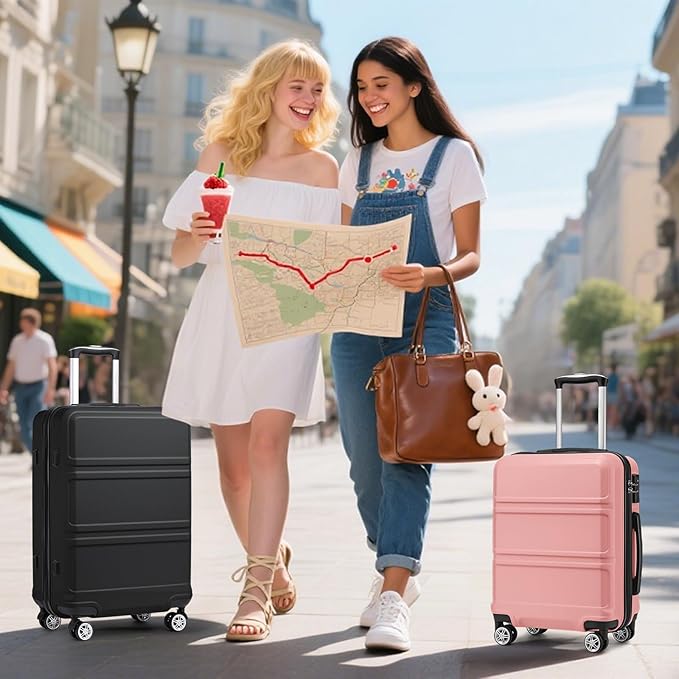 Kono 28 Inch Luggage Expandable Suitcase with Spinner Wheels TSA Lock Lightweight PC+ABS Hardside Large Checked Luggage Durable Rolling Suitcase Nude/Rose Pink