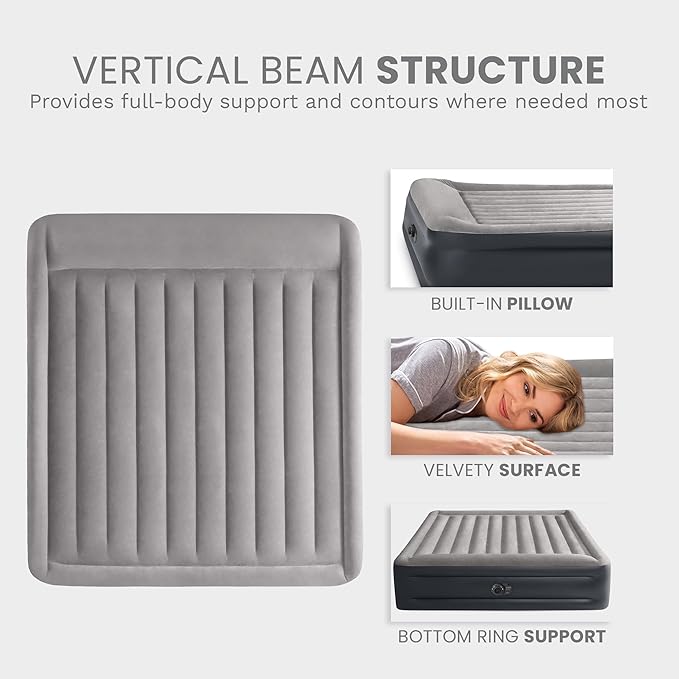 Intex King Air Mattress, Dura-Beam Plus 16.5" Inflatable Bed with Built-in Pump