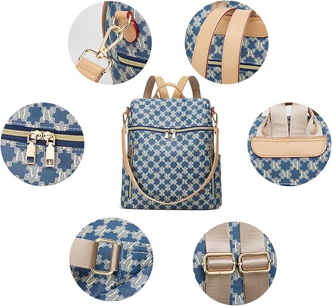 Makes Backpack Purse for Women PU Leather Travel Satchel Handbag Convertible Design Bag with Purse 2 Piece
