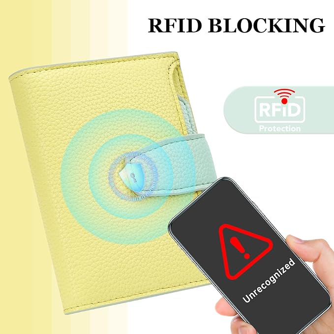 Airkit Small Wallet Women RFID Blocking Soft Leather Bifold Compact Card Holder Wallet for Women with Zipper Coin Pocket 4 ID Window