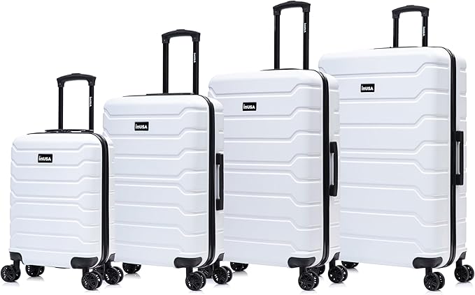 InUSA TREND Luggage with Spinner Wheels | Durable Lightweight Hardside Suitcase, Travel Sets with Handle and Trolley | (20in, 24in, 28in, 32in) 4 Piece Set | White