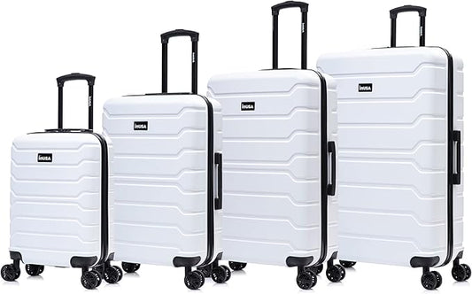 InUSA TREND Luggage with Spinner Wheels | Durable Lightweight Hardside Suitcase, Travel Sets with Handle and Trolley | (20in, 24in, 28in, 32in) 4 Piece Set | White