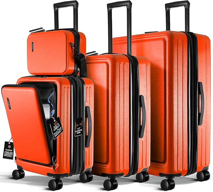 Hard Shell Luggage Sets with Spinner Wheels 4 Piece, Expandable Large Suitcases with TSA Lock, Travel Large Suitcase Set, Navy Luggage Set