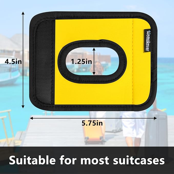 5 Pcs Neoprene Luggage Handle Wrap Handle Grip Luggage Tags Identifier Hollow Design for Push-Button, Bright Luggage Markers for Airport Travel Luggage Suitcase Trolley Case