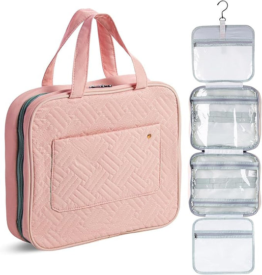 Ms. Pen-Travel Toiletry Bag Organizers, Baby Pink, Makeup Travel Bag for Toiletries with Hanging Hook, Water-Resistant