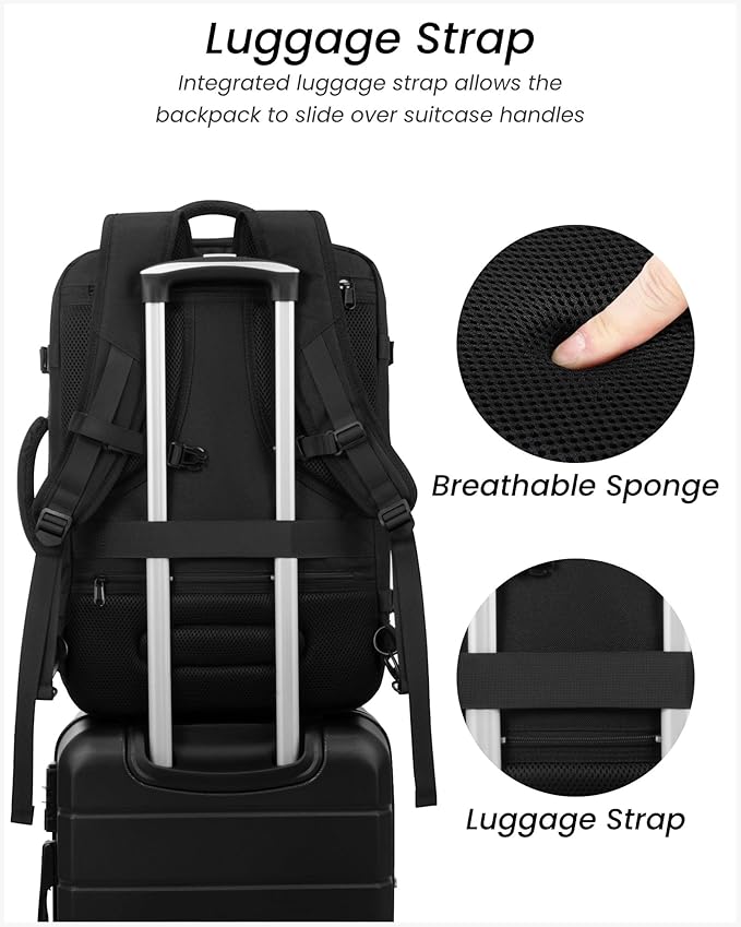 Carry On Luggage 22x14x9 Airline Approved with Spinner Wheels, Expandable Hardside Suitcase, Black