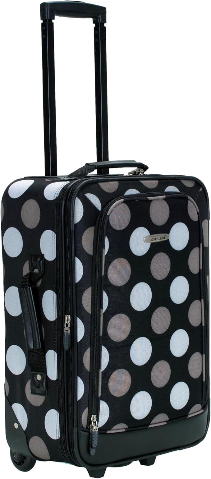 Rockland Fashion Softside Upright Luggage Set, Expandable, New Black Dot, 2-Piece (14/19)